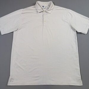 Onward Reserve Polo Shirt Mens XL White Striped Performance Golf Short Sleeve